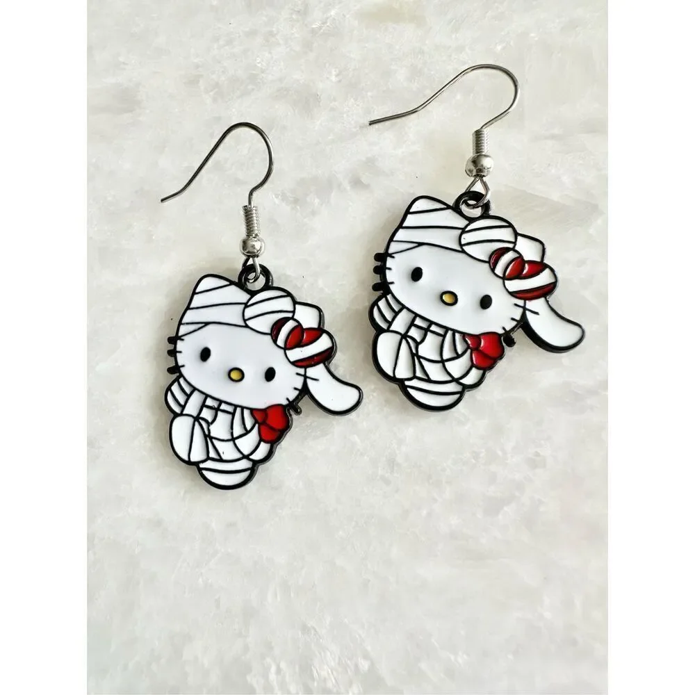 Hello Kitty Halloween mummy dangle earrings ￼